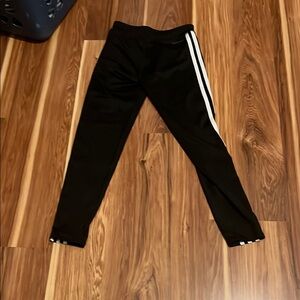 adidas Kids Black Joggers with White Stripes